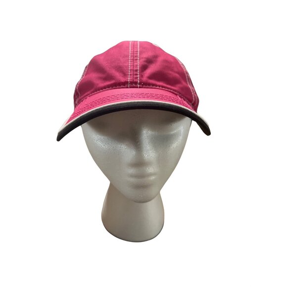 Pink Baseball Cap With White Stitching & Black Trim Adjustable Strapback Closure - Picture 2 of 9